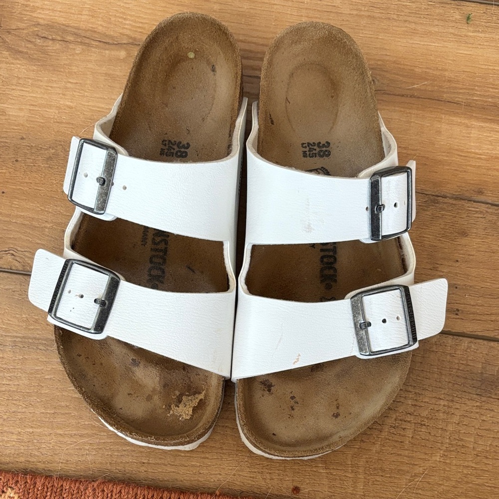 Birkenstock Women’s White Double Strap Buckle Sandals